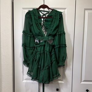 Luxxel Deep Green Long Sleeve Dress